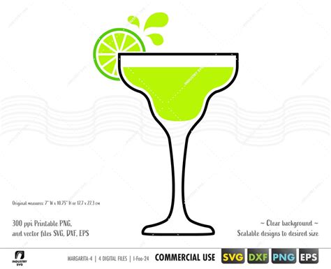 Margarita Svg Margarita Glass Svg Cocktail Sublimation Png Lime Slice Clipart Drink Cut File