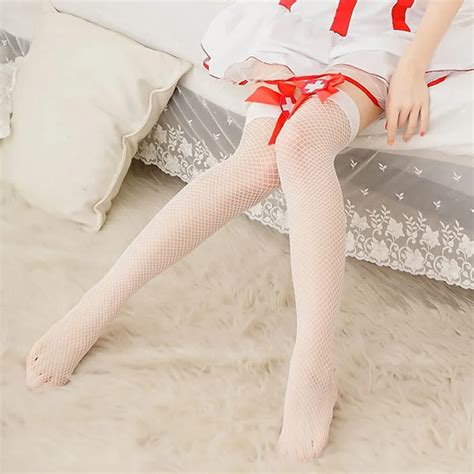 buy new women sexy nurse exotic apparel hosiery ladies hollow out mesh nets