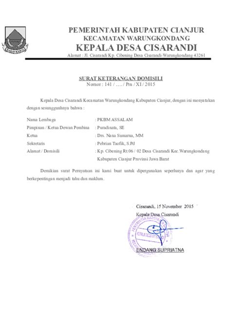 Biasanya surat ini dibutuhkan dalam pengajuan pinjaman, pembelian rumah dengan sistem angsuran dan lain sebagainya. Surat Permohonan Domisili Yayasan | Contoh surat Permohonan