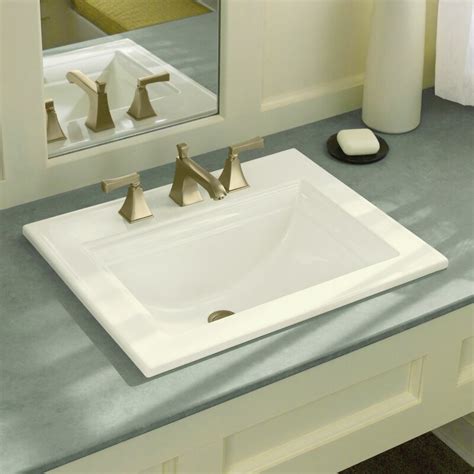 Kohler Memoirs Ceramic Rectangular Drop In Bathroom Sink With Overflow