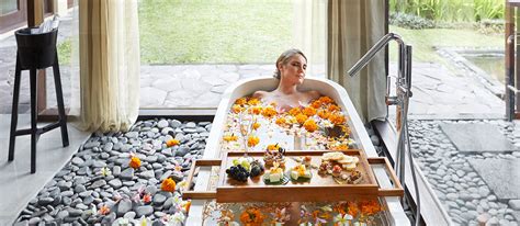 romantic flower bath with a champagne or wine romance experience at kamandalu ubud bali