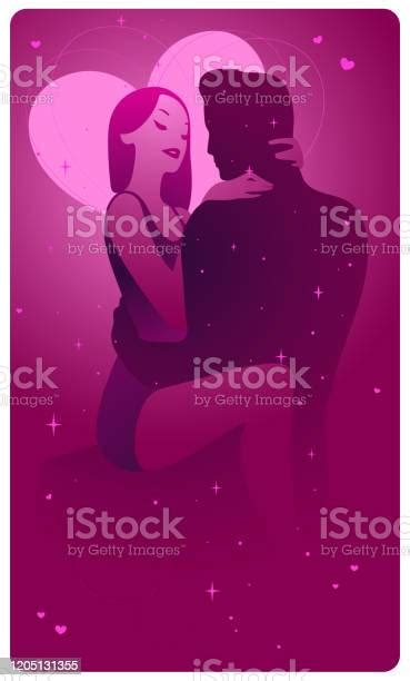 Illustration De Vecteur Dun Couple Dans Lamour Couleurs Roses Et Cœurs Vecteurs Libres De Droits