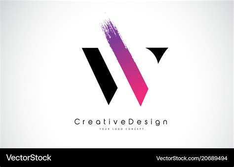 W Letter Logo Design With Creative Pink Purple Vector Image