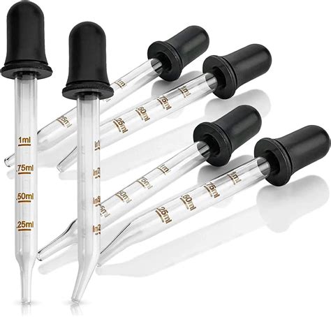 Eye Dropper 6 Pack Bent And Straight Tip Calibrated Glass Medicine