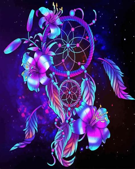Blue And Violet Dream Catcher Paint By Numbers Canvas Paint By Numbers