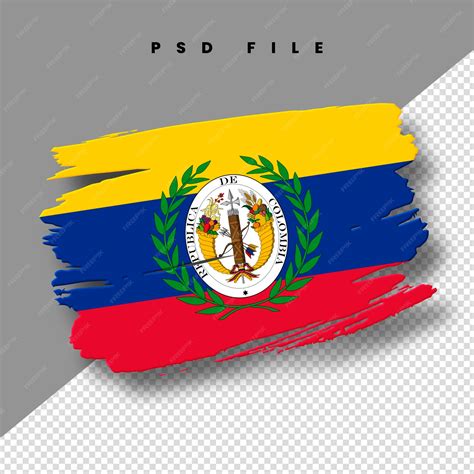 Premium Psd Flag Of Colombia In The Form Of A Brush Stroke With A