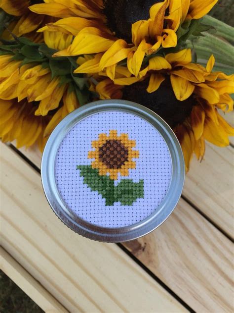 See more ideas about lds cross stitch, cross stitch patterns, cross stitch. Sunflower Mason Jar, Mason Jar Decor, Cross Stitch Mason ...