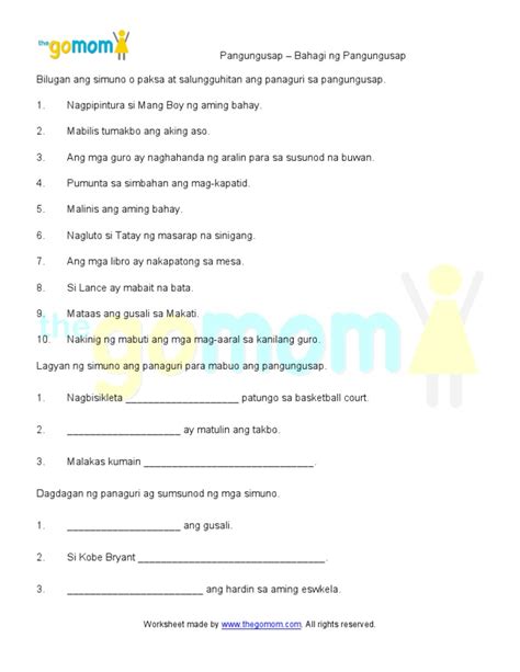 Kayarian Ng Pang Uri Worksheets Printable Worksheet Template