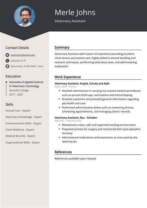 Veterinary Assistant CV Examples Guide