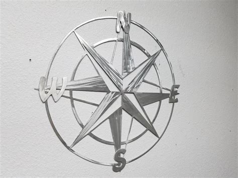 14 X 14 Metal Compass Rose Nautical Metal Wall Art Aluminum Compass