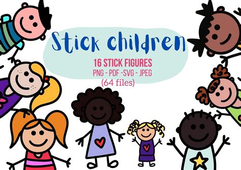 Stick Figures Svg Pack Instant Download Stick Children Svg Stick Boy