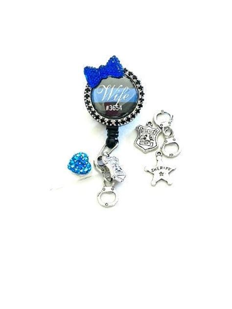 Wife Thin Blue Line Badge Reel Police Officer Facility Wife Etsy