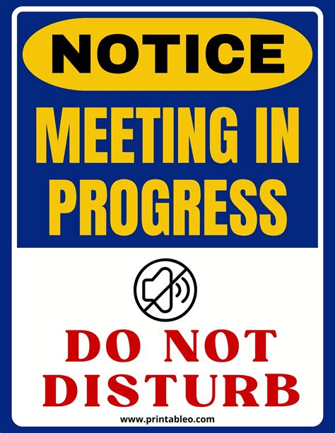 22 Printable Meeting In Progress Signs Do Not Disturb Pdf