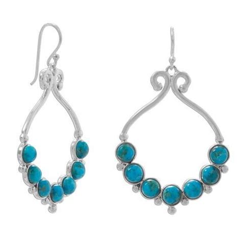 Sterling Silver Statment Earrings Crafted Reconstituted Turquoise