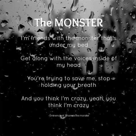 My aim was not to become what i became with this level of fame my soul is possessed by this devil my new name is. Eminem ft Rihanna - The Monster | Song quotes, Favorite ...