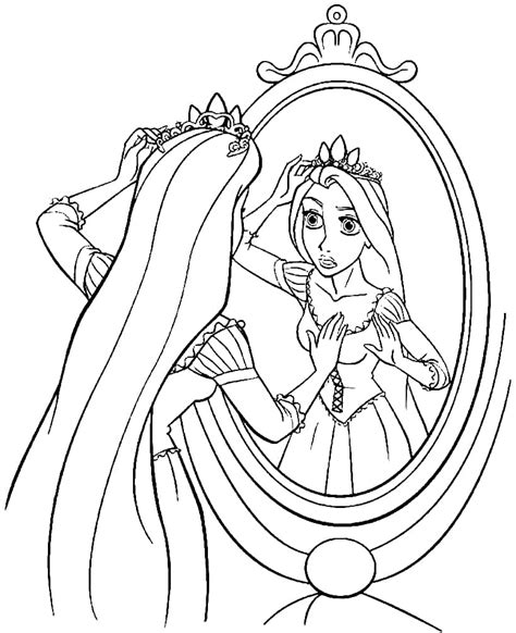 Dibujos De Princesa Rapunzel En El Espejo Para Colorear Para Colorear