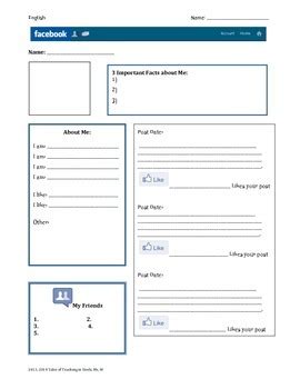 Facebook Character Profile-Blank Template by Stephanie Wolters ...