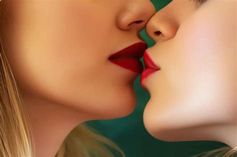 Premium AI Image Lips Of Two Kissing Lesbians Closeup Samesex