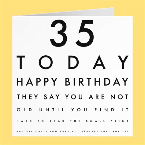 Humorous Joke 35th Birthday Card 35 Today They Say You Are Etsy