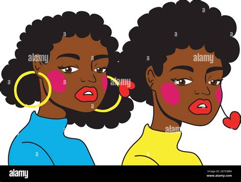 Afro Girls Couple Fashion Pop Art Style Vector Illustration Design Stock Vector Image And Art Alamy