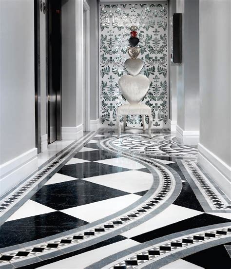 Feature Entrance Hall Black And White Marble And Décor Floors Concept Design