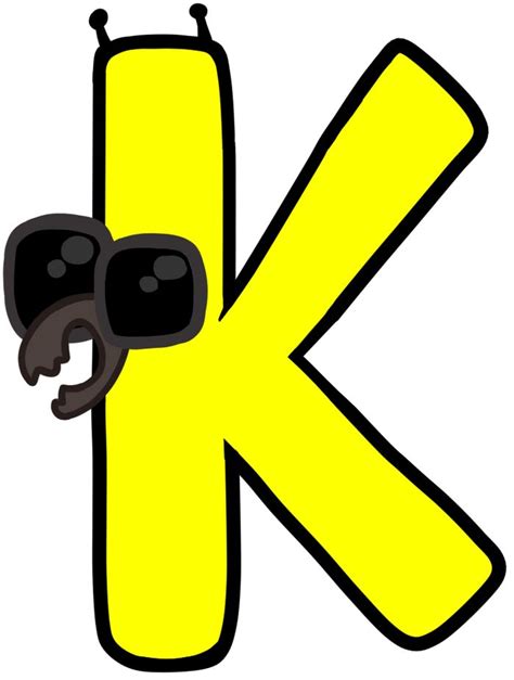 The Letter K Is Made Up Of Black And Yellow Letters With Eyes On Each Side