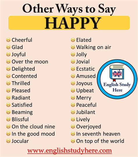 Other Ways To Say Happy In English English Study Here