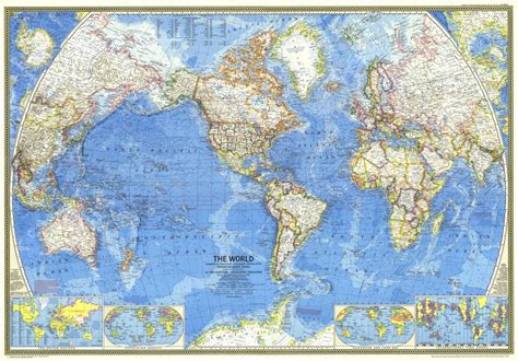 1970 World Map By National Geographic Maps