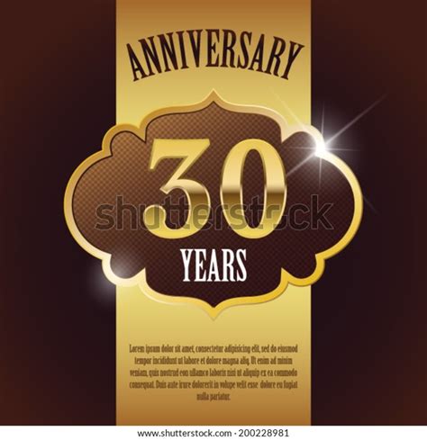 30 Year Anniversary Elegant Golden Design Stock Vector Royalty Free