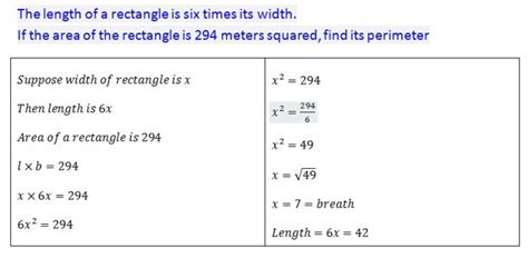 Using those values, c tip: SOLUTION: The length of a rectangle is six times its width ...