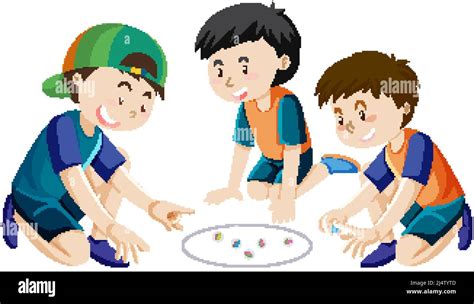 Children Playing Marbles On White Background Illustration Stock Vector