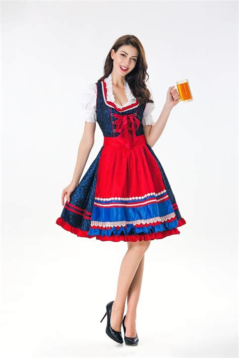 Costumes Reenactment Theater Red Oktoberfest Costume Beer Girl Wench Fancy Dress German