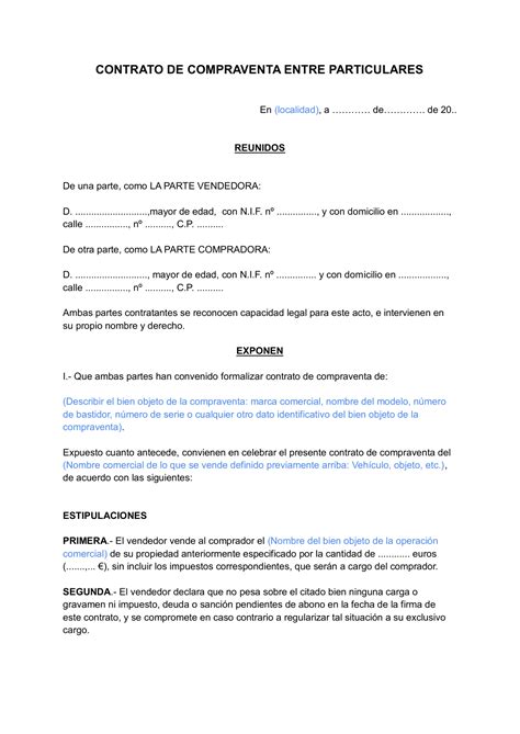 Contrato De Compraventa En Pdf