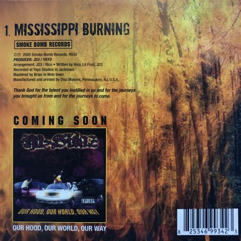 Mississippi Burning By M Sidaz Cd 2005 Smoke Bomb Records In Mclain Rap The Good Oldayz