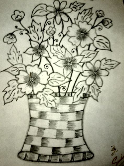 Vase of flowers drawing for kids. Vase Pencil Drawing at GetDrawings | Free download