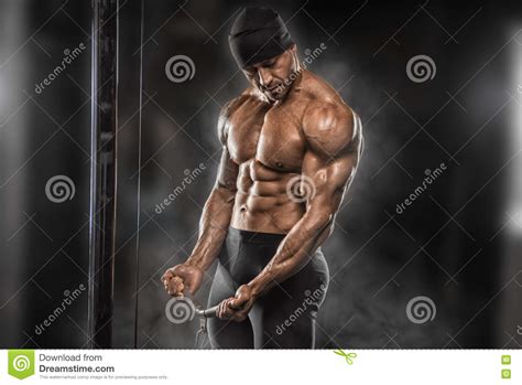 Angry Athlete Trains In The Gym Stock Image Image Of Back Exercise