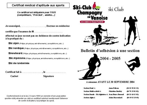 Certificat Mdical Daptitude Aux Sports Ski Club Ce
