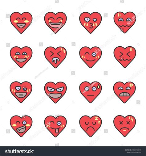 Heart Face Emoji Vector Icon Set Stock Vector Royalty Free 1283778844