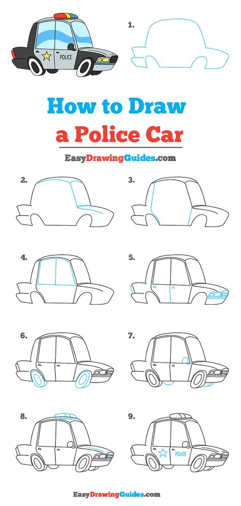 How To Draw A Police Car Really Easy Drawing Tutorial