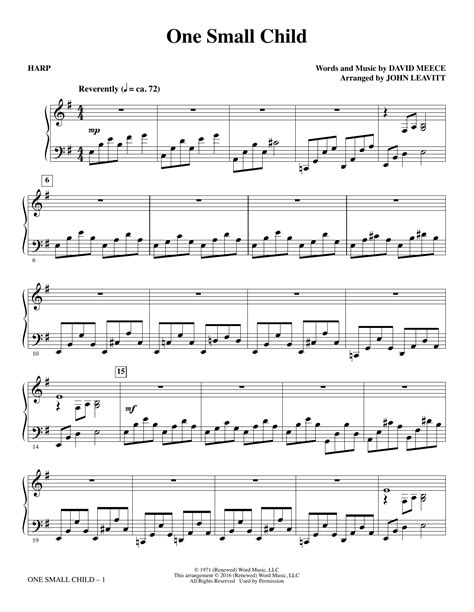 One Small Child Harp Sheet Music John Leavitt Choir Instrumental Pak