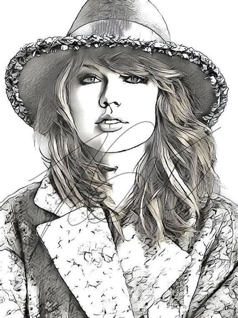 Taylor Swift Drawing Print Sketch Hand Drawn Wall Art Taylor Swift