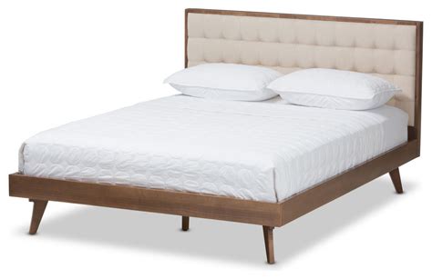 The bed is in great vintage shape. Soloman Mid-Century Modern Light Beige Fabric and Walnut ...