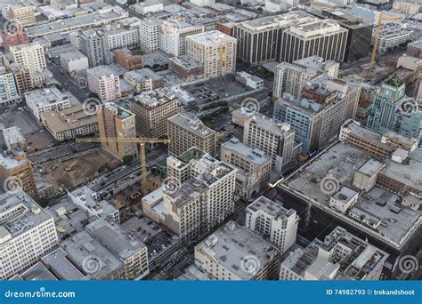 Downtown Los Angeles Historic Core Aerial Editorial Stock Photo Image