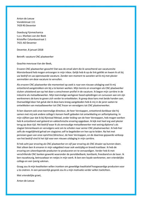 Sollicitatiebrief Cnc Plaatwerker Gratis Motivatiebrief