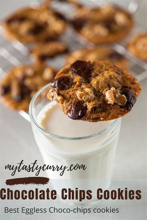 A chewy, moist, chocolate cookie. Eggless Chocolate Chip Cookies - My Tasty Curry | Recipe | Eggless chocolate chip cookies, Make ...