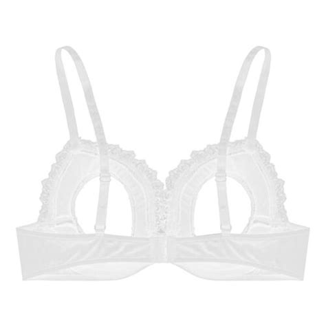 Womens Floral Lace Open Nipple Bra Wire Free Sexy Push Up Bra Bralette