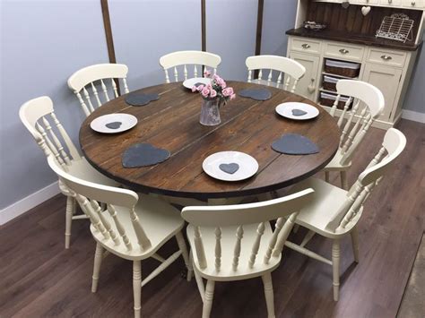 Large Round Farmhouse Table And Chairs 68 Seater Shabby Chic Delivery