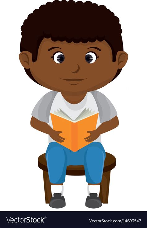 Download Happy little black boy character Royalty Free Vector Image