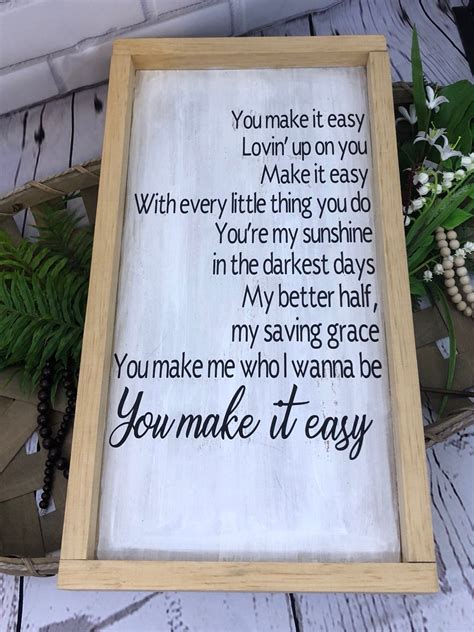 You Make It Easy Jason Aldean Song Lyrics Love Song Etsy In 2021
