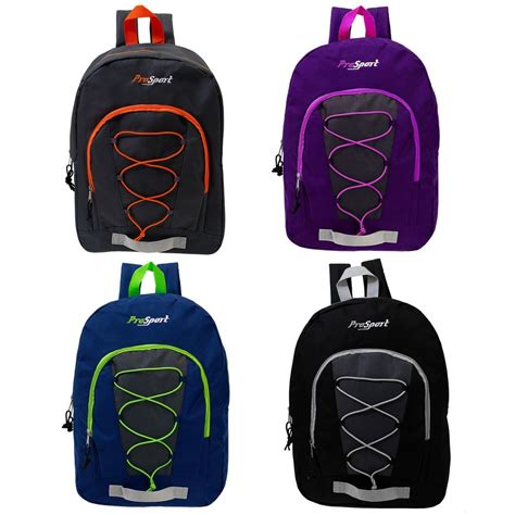 Wholesale 17 Classic Bungee Backpacks 4 Assorted Colors